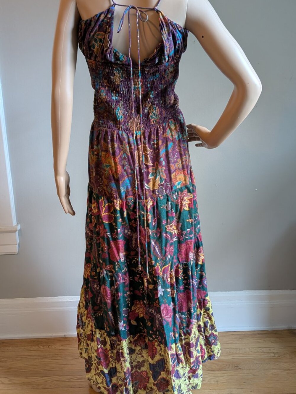 Anthropologie Josephine Dark Floral Maxi Dress Summer Sundress Strappy Size XL - Picture 5 of 14